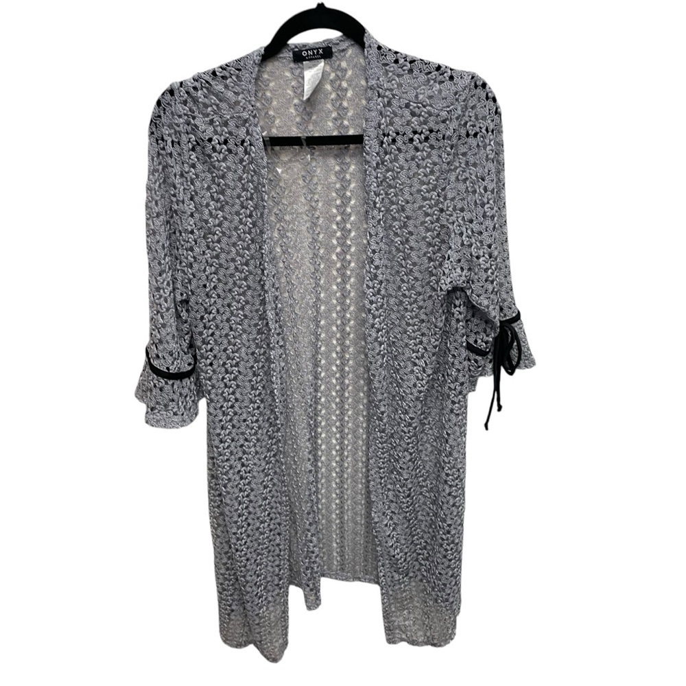 Onyx apparel open front cardigan sweater open knit gray fairy cottagecore XL
